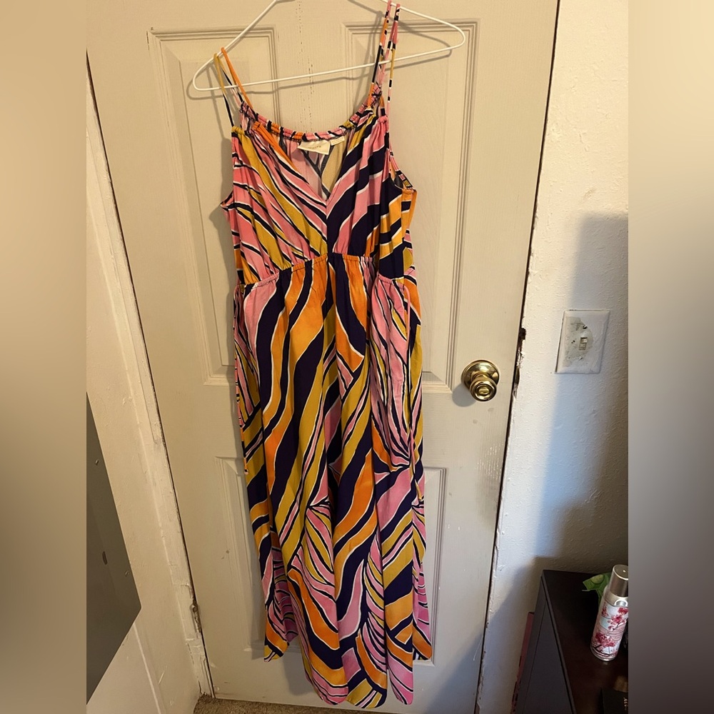 Maeve Pink and Yellow Striped Jumpsuit - Picture 2 of 3